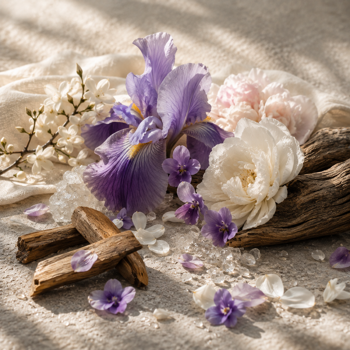 Herrparfym Mysk & Mjuka Blommor: iris, mjuka blommor och slätt trä